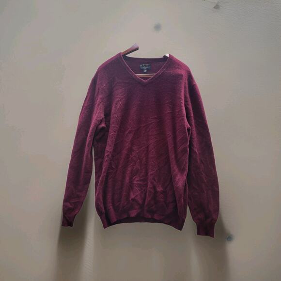 Club Room 100% Cashmere Sweater – Size Large – Burgundy V-Neck - Picture 1 of 6